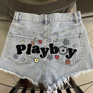 Playboy by PacSun Funny Bunny Vintage High Waisted Denim Shorts